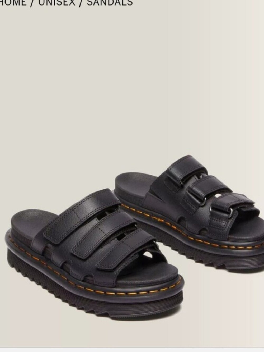 Dr. Martens Black Triple-Strap Platform Slide Sandals
